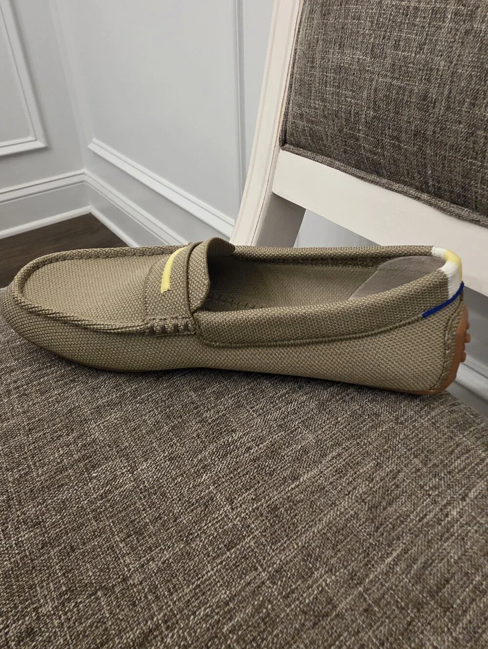 Rothy's Women's The Driver Knit Slip On Loafers Latte/Yellow Size 8 NWOT